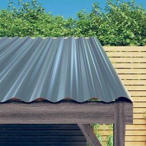 319143 vidaXL Painéis de telhado 12 pcs 100x36 cm aço revestido a pó cinzento
