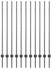Postes de Cerca 22 pcs U-Channel Cinza 140 cm Aço