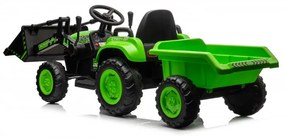 Trator elétrico para crianças 12V Com Pá Frontal e Reboque Verde
