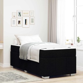 vidaXL Estrutura da Cama com colchão Preto 90 x 200 cm tecido