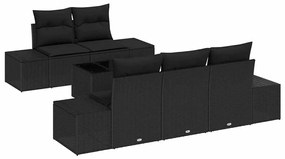 Conjunto de Sofá de Jardim em 6 peças da com almofadas de rattan em po
