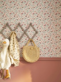 Papel de parede tecido LILIPINSO - Ocean Flowers rosa claro liso com motivo