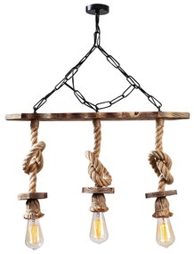 Candeeiro de Teto Erebos – Preto e Madeira – 63 x 11 cm