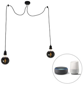LED Candeeiro de suspensão inteligente preto incl. 2 Wifi G125 - Cava Moderno
