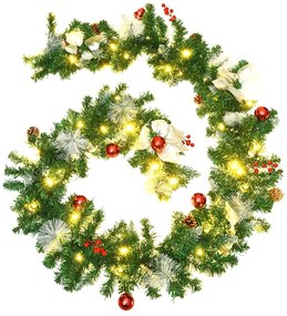 Grinalda de Natal com luzes LED 2,7 m PVC verde