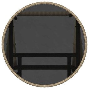Conjunto de Bistro de Jardim 3 Peças com Almofadas Bege em Rattan Poli