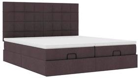 Estrutura de cama otomana com colchões tecido castanho escuro