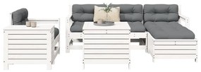 7 pcs conjunto de sofás para jardim pinho maciço branco