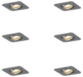 Conjunto de 6 focos embutidos arredondados cor de bronze GU10 50mm ajustáveis IP44 - Alberto Moderno