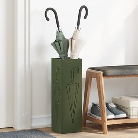 vidaXL Suporte para Guarda-Chuva Verde-Azeite Metal Médio