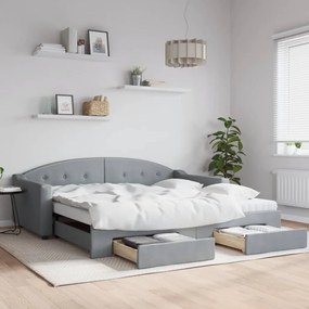 vidaXL Sofá-cama c/ gavetão e gavetas 100x200 cm tecido cinzento-claro