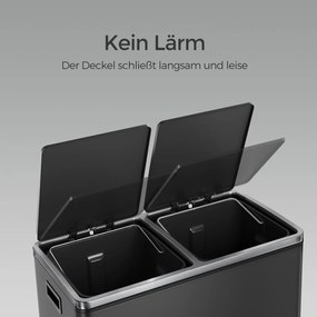 Caixote do lixo com 2 compartimentos 59 x 36,5 x 65,2 cm preto