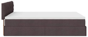 Cama otomana com colchão &amp; LEDs 140x190 cm castanho escuro