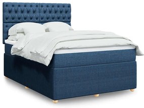 Cama com molas/colchão 140x200 cm tecido azul