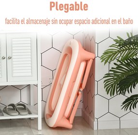 HOMCOM Banheira dobrável e portátil para bebê com recipiente para xampu bacia e banco conjunto de 4 peças de banho81,5x60x46,5 cm Rosa