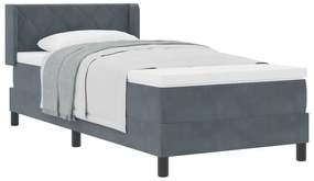 Cama Box Spring com Colchão VidaXL Cinza Escuro 90x200 cm Veludo