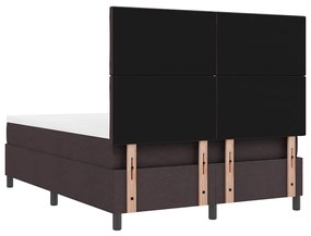 Cama Box com Colchão e LED Castanho Escuro, 160 x 200 cm, Tecido