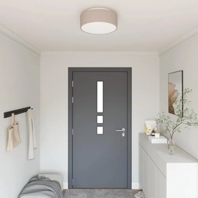 vidaXL Lâmpada de teto Cinzento-acastanhado 38 x 38 x 13,5 cm tecido