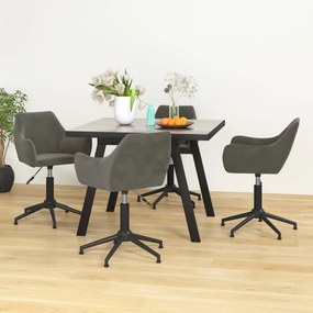 vidaXL Cadeiras de jantar giratórias 4 pcs veludo cinzento-escuro