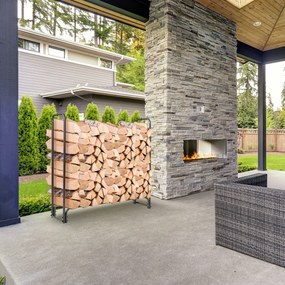 Suporte para Lenha 122,5 Suporte feito de ferro durável com capa de PVC à prova d'água 122,5x35,5x122,5 cm