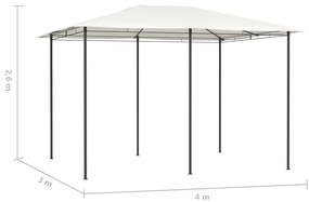 Gazebo 3x4x2,6 m 160 g/m² cor creme