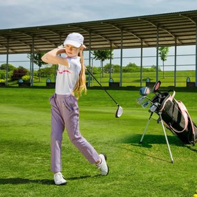 Conjunto de tacos de golfe para crianças dos 11 aos 13 anos, incluindo saco de apoio com capuz para chuva Driver n.º 1 Híbrido n.º 5 Ferros e Putter n