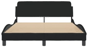 Estrutura de cama sem colchão 140x200 cm tecido preto