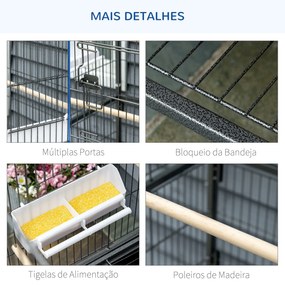 PawHut Gaiola para Pássaros com Rodas 78x52x132 cm Gaiola para Pássaro