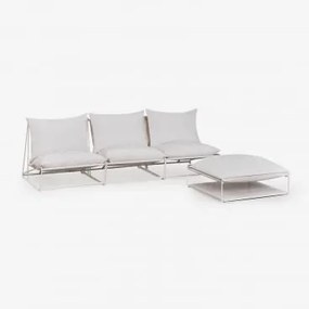 Sofá Modular De Jardim De 3 Peças E Puff Conversível Amaro Gardénia Branco - Sklum