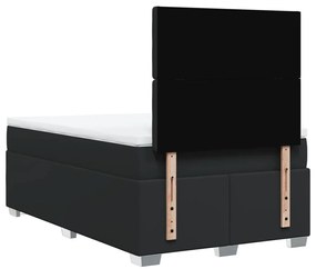 Cama com molas/colchão 120x200 cm couro artificial preto