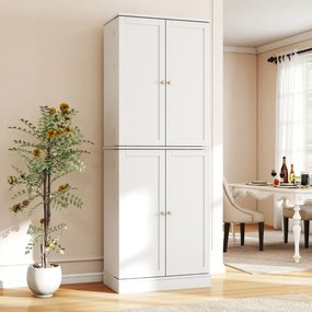 Armário de cozinha despensa 60 x 35 x 166,5 cm com 2 armários de 4 níveis, 16 prateleiras nas portas e 6 prateleiras ajustáveis para sala de jantar e