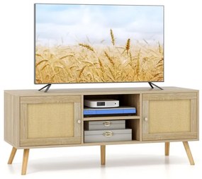 Suporte de TV de console de 3 peças para TVs de até 65 polegadas com prateleiras - marrom