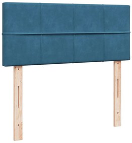 Cama boxspring com colchão 120x190 cm veludo azul-escuro