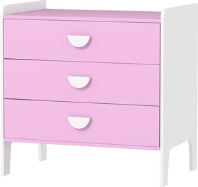Cómoda para crianças, cómoda com 3 gavetas 60 x 40 x 60 cm, rosa