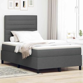 vidaXL Cama Box com colchão Cinza Escuro 120 x 200 cm tecido