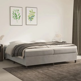3121138 vidaXL Estrutura de cama com molas 200x200 cm veludo cinzento-claro