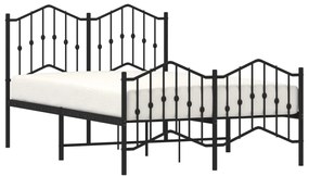 Estrutura de cama com cabeceira e pés 120x190 cm metal preto