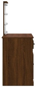 Toucador com luzes LED 90x42x132,5 cm carvalho castanho