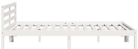 Cama vidaXL com Cabeceira Branca 200x210 cm Madeira Sólida Pinho