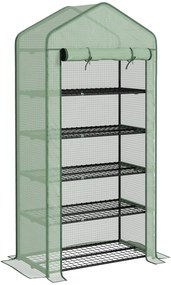 Outsunny Estufa de Jardim de 5 Prateleiras com 1 Porta com Fecho de Correr para Cultivo de Plantas em Terraço 90x49x193 cm Verde