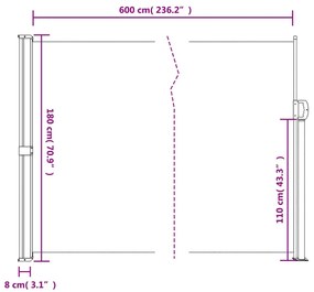 Toldo lateral retrátil 180x600 cm azul