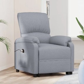 vidaXL Poltrona elevatória tecido cinzento-claro