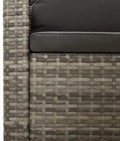 8 pcs conjunto lounge de jardim c/ almofadões vime PE cinzento