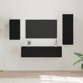 vidaXL Conjunto de Estante para TV com prateleira 4 pcs Carvalho Preto
