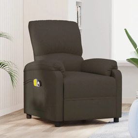 vidaXL Poltrona elevatória de massagens tecido castanho-escuro
