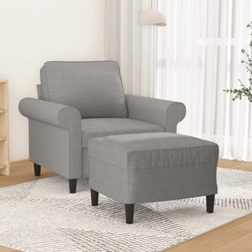 vidaXL Poltrona com apoio de pés 60 cm tecido cinzento-claro