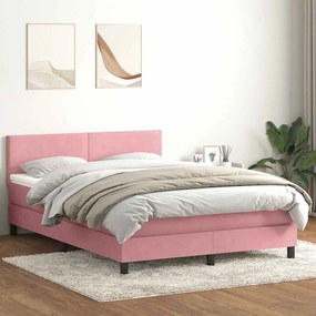 vidaXL Cama com molas/colchão 160x220 cm veludo rosa