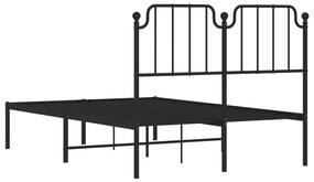 Estrutura de cama com cabeceira 120x200 cm metal preto