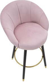 BANCO DE BAR PRAGUE 55X56X104 CM ROSA, PRETO E DOURADO