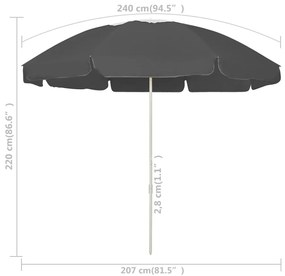 Guarda-sol de praia 240 cm antracite